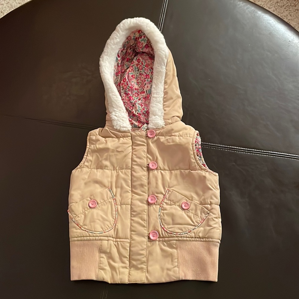 12 month girls puffer vest tan color